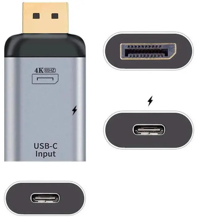 Main image of AJMRTC USBC Female Source to DisplayPort DP Sink Adapter, 4K@60Hz 1080P Video Output with PD Power PassThrough, DP Alt Mode Converter for USBC Laptops, Smart Phones, Tablets to DP Monitor HDTV Proj
