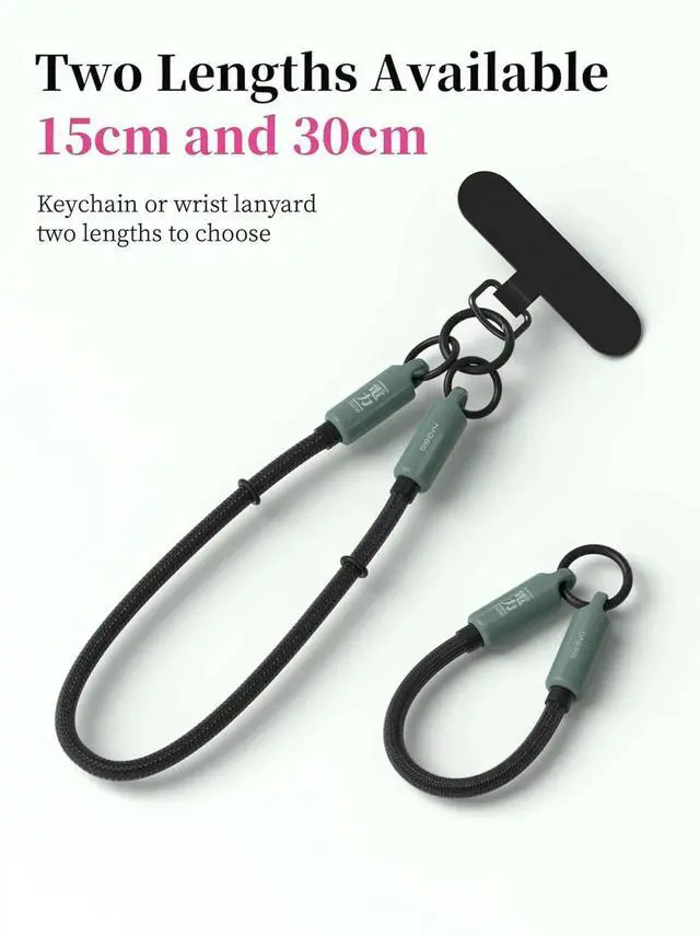Alt view image 4 of 7 - AJMRTC USBC to C Short Cable 1FT, Wrist Phone Lanyard Design, 240W PD Fast Charging 480Mbps Data Sync, Portable Lanyard Cord for iPhone17 16 15 Pro Max, iPad Pro, GreyGreen Color