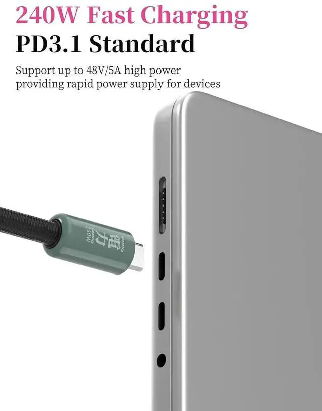 Alt view image 2 of 7 - AJMRTC USBC to C Short Cable 1FT, Wrist Phone Lanyard Design, 240W PD Fast Charging 480Mbps Data Sync, Portable Lanyard Cord for iPhone17 16 15 Pro Max, iPad Pro, GreyGreen Color