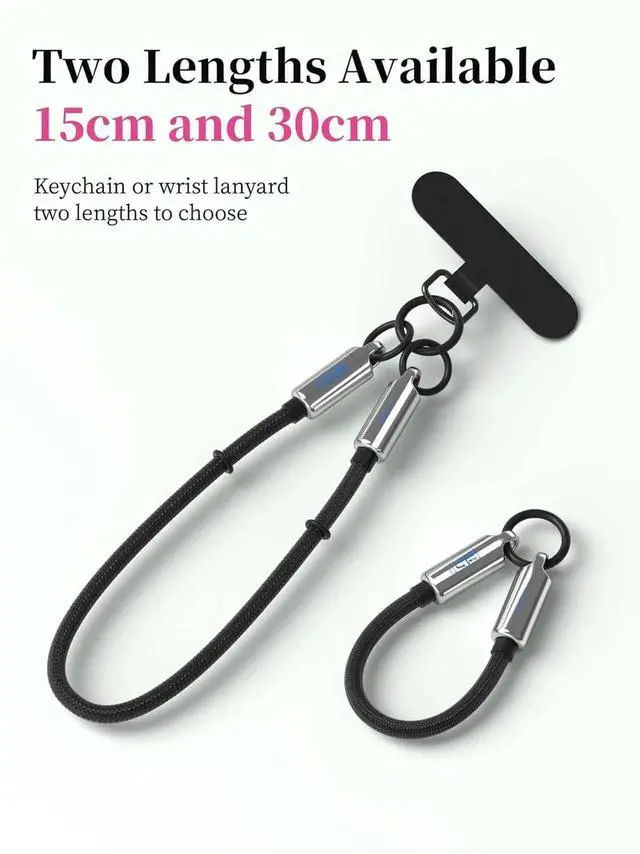 Alt view image 6 of 7 - AJMRTC USBC to C Short Cable 1FT, Wrist Phone Lanyard Design, 240W PD Fast Charging 480Mbps Data Sync, Portable Lanyard Cord for iPhone 17 16 15 Pro Max, iPad Pro, Silver