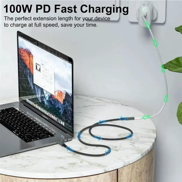 Alt view image 5 of 7 - AJMRTC USB4 Male to Female Extension Cable 30cm, 40Gbps Data Transfer, 100W PD Fast Charging, 8K@60Hz Video Output, Compatible with Thunderbolt 3/4 for Laptop, Docking Station, External SSD