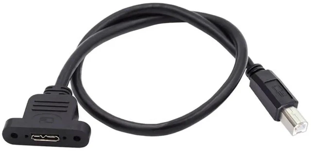 Main image of AJMRTC USB2.0 TypeB Male to Micro 3.0 TypeB Female Extension Cable, Screw Lock Panel Mount Receptacle, 480Mbps Data Cord for Industrial Camera, Machine Vision Equipment