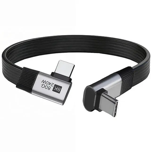 Main image of AJMRTC USB5.0 Slim Flat FPC MaletoMale Cable 20cm, UpAngled to RightAngled 90Degree, 80Gbps,240W PD,16K@30Hz 8K@60Hz 5K Video, Compatible with USB4.0 Thunderbolt3/4/5 for Compact PC & DIY Project