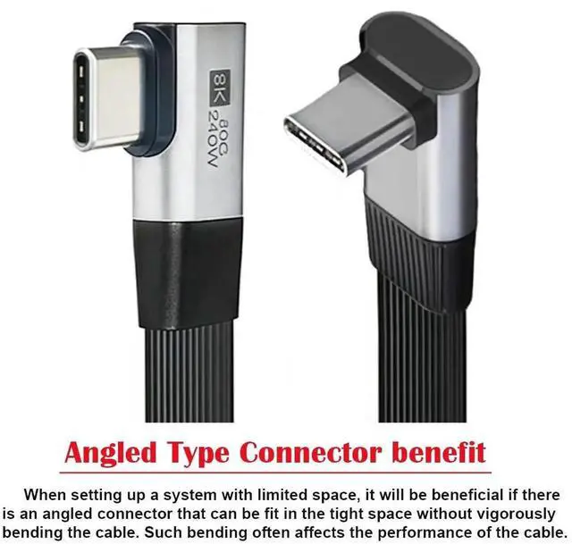 Alt view image 6 of 7 - AJMRTC USB5.0 Slim Flat FPC MaletoMale Cable 20cm, UpAngled to RightAngled 90Degree, 80Gbps,240W PD,16K@30Hz 8K@60Hz 5K Video, Compatible with USB4.0 Thunderbolt3/4/5 for Compact PC & DIY Project