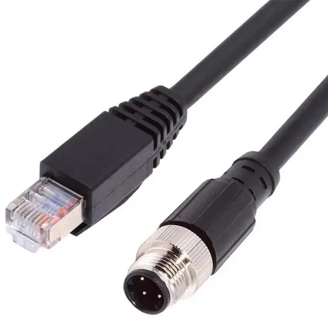 Main image of AJMRTC M12 TypeD DCoded 4Pin Male to RJ45 Cat5e Male Ethernet Cable, IP67 Industrial LAN Network Patch Cord for PLC, Industrial Camera, Sensor Automation Equipment