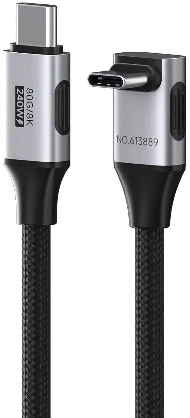 Main image of AJMRTC Middle 90 Degree Braided USB4 V2.0 USBC Cable,80Gbps Data Transfer,240W PD Fast Charging,8K@60Hz Video for iPhone 17 16 15 Pro Max,iPad Pro,MacBook,Thunderbolt 5/4,1.6FT