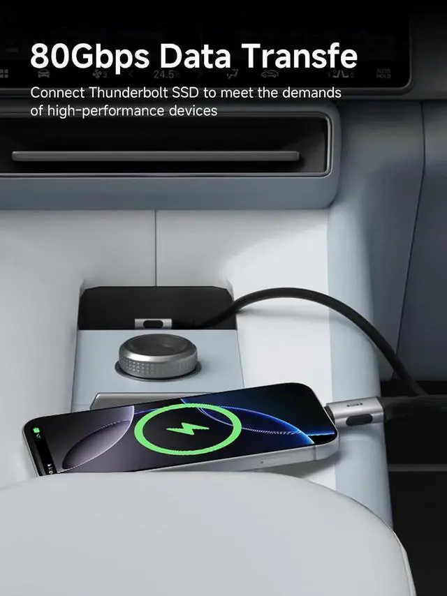 Alt view image 3 of 7 - AJMRTC Middle 90 Degree Braided USB4 V2.0 USBC Cable,80Gbps Data Transfer,240W PD Fast Charging,8K@60Hz Video for iPhone 17 16 15 Pro Max,iPad Pro,MacBook,Thunderbolt 5/4,1.6FT