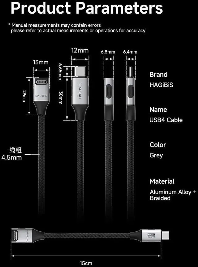 Alt view image 4 of 7 - AJMRTC Middle 90 Degree Braided USB4 V2.0 USBC Cable,80Gbps Data Transfer,240W PD Fast Charging,8K@60Hz Video for iPhone 17 16 15 Pro Max,iPad Pro,MacBook,Thunderbolt 5/4,1.6FT