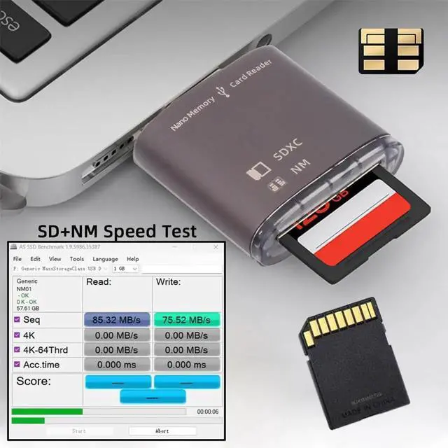 Alt view image 2 of 7 - AJMRTC USB3.0 5Gbps NM Nano & SD Memory Card Reader Writer,2in1 NM SD Card Adapter OTG for Mate Series Smartphones,Digital Cameras,Laptops,Supports SD SDHC SDXC NM Nano Cards