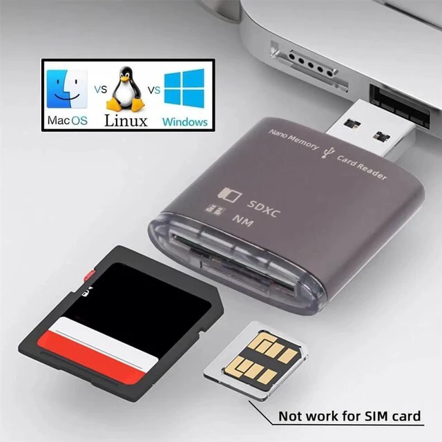 Alt view image 5 of 7 - AJMRTC USB3.0 5Gbps NM Nano & SD Memory Card Reader Writer,2in1 NM SD Card Adapter OTG for Mate Series Smartphones,Digital Cameras,Laptops,Supports SD SDHC SDXC NM Nano Cards