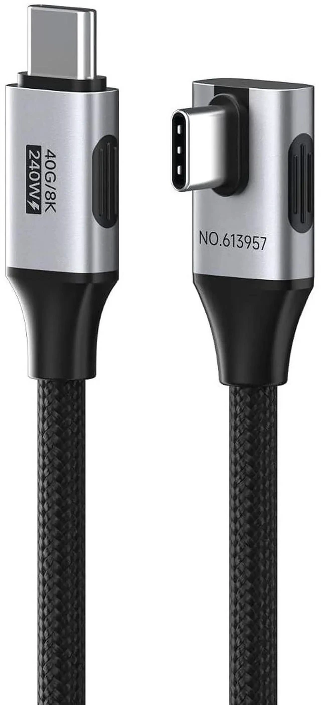 Main image of AJMRTC Vertical 90 Degree Braided USB4 V2.0 USBC Cable,80Gbps Data,240W PD Fast Charging,8K@60Hz Video for iPhone 17 16 15 Pro Max,iPad Pro,MacBook,Thunderbolt 5/4,3.3FT