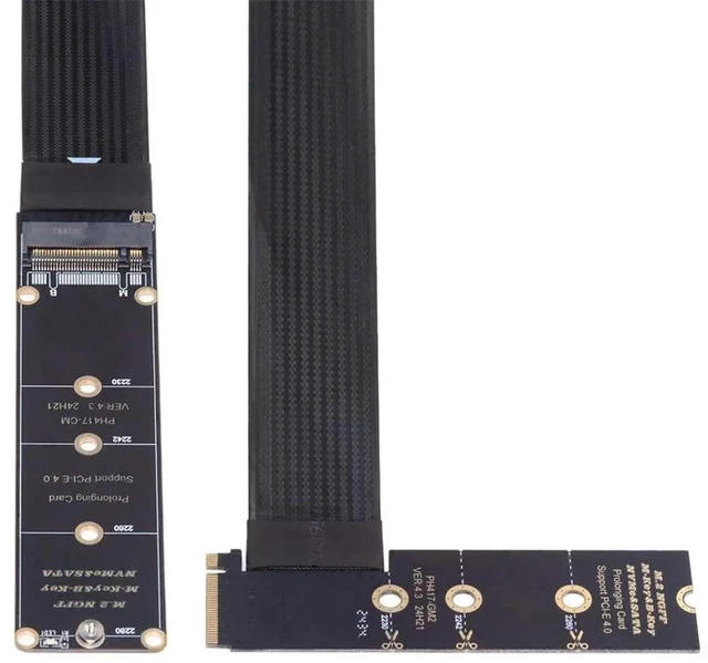 Main image of AJMRTC PCIE 4.0 NVMe NGFF MKey Male to Female RightAngled Extension Cable 30cm,PCI Express M.2 Extender Cord for Motherboard,SSD Relocation,HighSpeed M.2 NVMe Storage Device