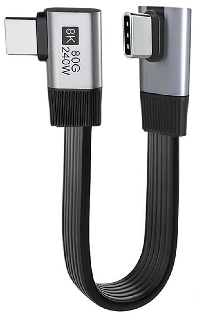 Main image of AJMRTC USB5.0 Flat Slim FPC Male to Male 90Degree RightAngle Extension Cable 20cm,80Gbps,240W PD,16K 8K 60Hz 5K Video,LowProfile Compatible with USB4.0 Thunderbolt 3/4/5