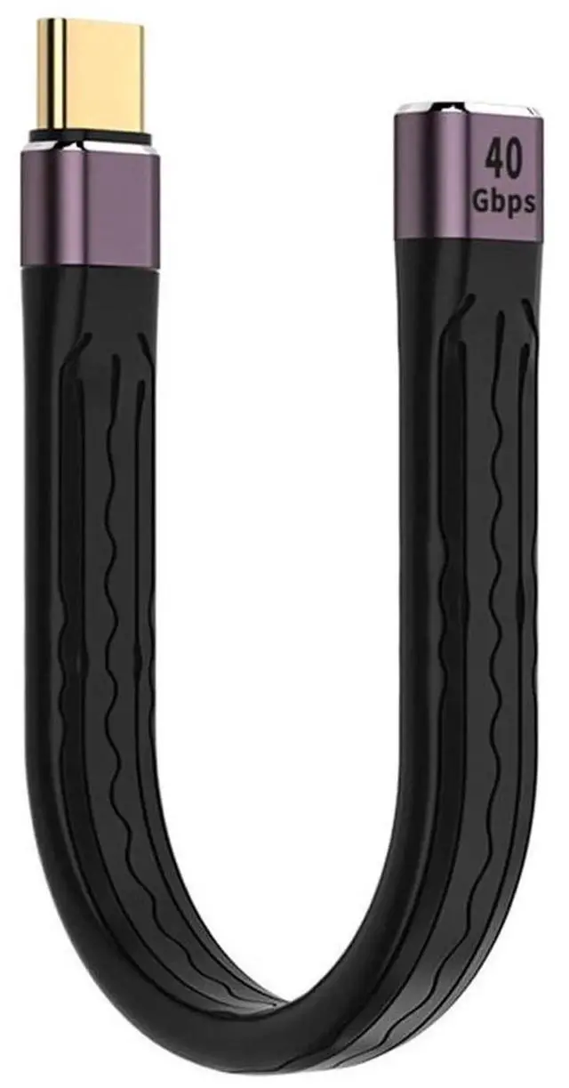 Main image of AJMRTC 13cm Slim Flat USB4 Male to Female Extension Cable,40Gbps Data Transfer,100W PD PassThrough Charging,8K@60Hz Video Output,USBC Extender Compatible with Thunderbolt 3/4