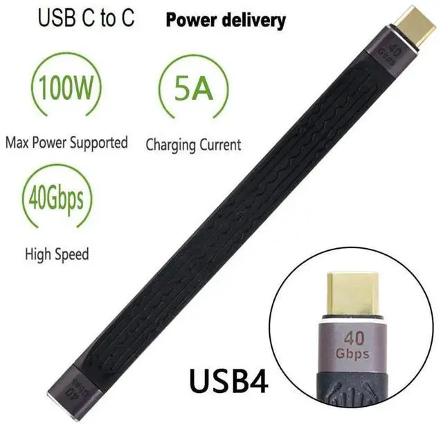 Alt view image 2 of 7 - AJMRTC 13cm Slim Flat USB4 Male to Female Extension Cable,40Gbps Data Transfer,100W PD PassThrough Charging,8K@60Hz Video Output,USBC Extender Compatible with Thunderbolt 3/4