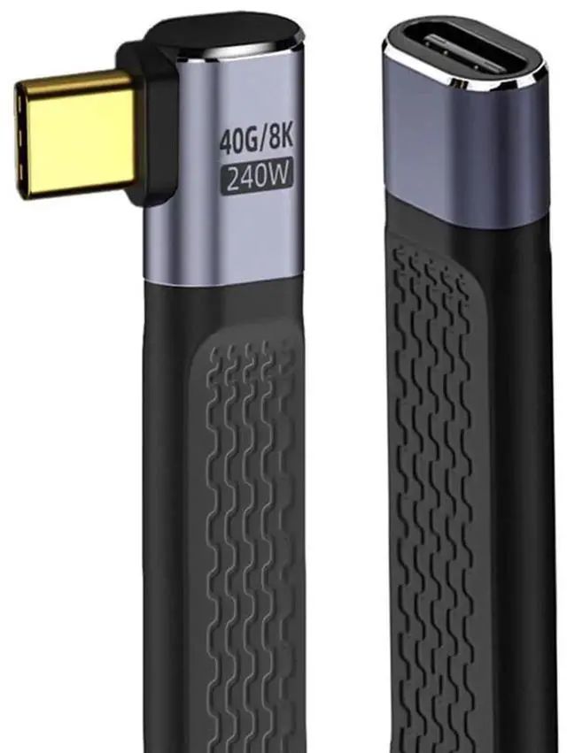 Main image of AJMRTC RightAngled USB4 Male to Female Slim Flat Extension Cable 13cm,40Gbps Data Transfer,240W PD PassThrough Charging,8K@60Hz Video Output,Compatible with Thunderbolt 3/4
