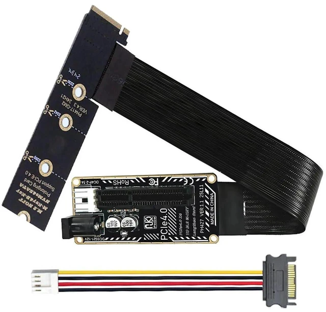 Alt view image 4 of 7 - AJMRTC M.2 NGFF NVMe MKey 90 Degree RightAngled to PCIE X1/X4/X8/X16 Extension Cable,PCIExpress Graphics Card Adapter for M.2 2260 2280 NVMe SSD,PC Chassis DIY Modification