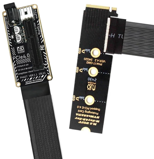 Alt view image 5 of 7 - AJMRTC M.2 NGFF NVMe MKey 90 Degree RightAngled to PCIE X1/X4/X8/X16 Extension Cable,PCIExpress Graphics Card Adapter for M.2 2260 2280 NVMe SSD,PC Chassis DIY Modification