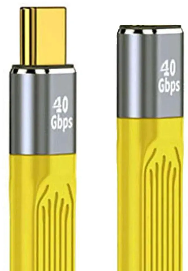 Main image of AJMRTC Yellow Slim Flat USB4.0 Male to Female Extension Cable,40Gbps Data Transfer,100W PD PassThrough Charging,8K@60Hz Video Output,USBC Extender Compatible with Thunderbolt 3/4