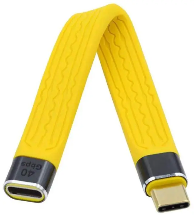 Alt view image 4 of 7 - AJMRTC Yellow Slim Flat USB4.0 Male to Female Extension Cable,40Gbps Data Transfer,100W PD PassThrough Charging,8K@60Hz Video Output,USBC Extender Compatible with Thunderbolt 3/4