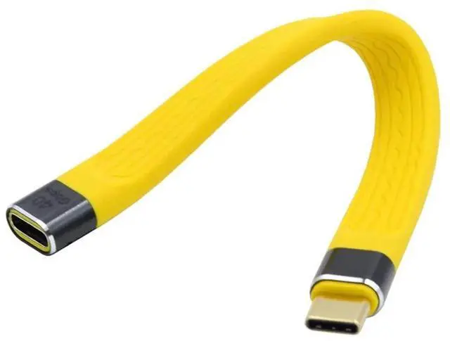 Main image of AJMRTC Yellow Slim Flat USB4 Male to Female Extension Cable,40Gbps Data Transfer,100W PD PassThrough Charging,8K@60Hz Video Output,USBC Extender Compatible with Thunderbolt 3/4