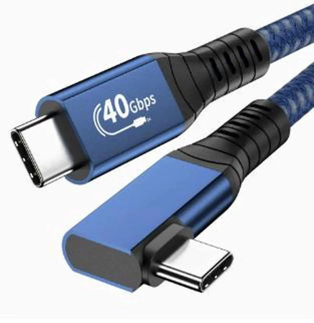 Main image of AJMRTC 3.3FT(1M) LShaped Braided USB4 TypeC Cable,40Gbps HighSpeed Data Transfer,Right Angle USBC Cord Compatible with Thunderbolt 4 for Laptop,External SSD,Docking Station