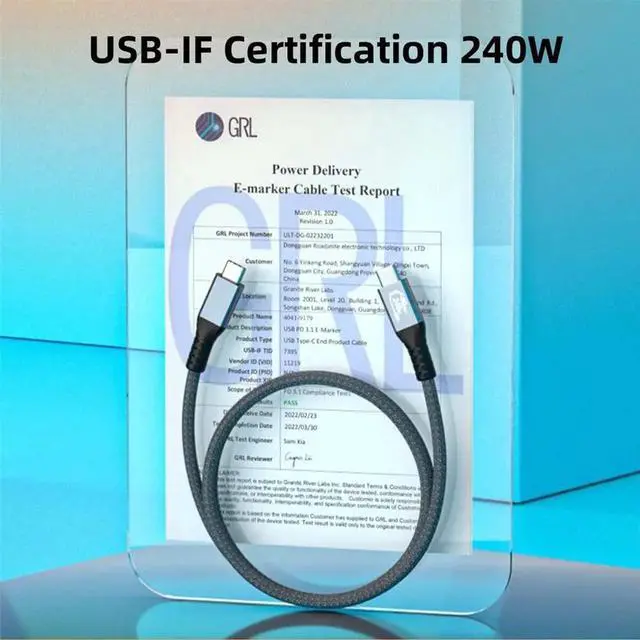 Alt view image 2 of 7 - AJMRTC USBIF Certified USB4 TypeC Cable,40Gbps Data Transfer,240W PD3.1 EPR Charging,Backward 100W Compatible,8K@60Hz 5K Video Output,USBC Cord for Laptop,SSD,Docking Station