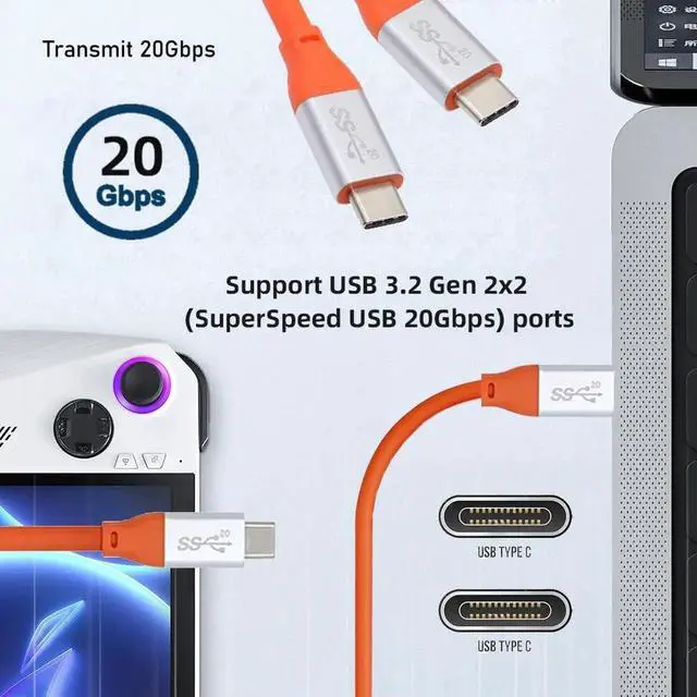 Alt view image 6 of 7 - AJMRTC 50CM Hyper Super Flexible USB3.2 USB4.0 Male to Male Cable,20Gbps Data,100W PD Charging,8K 5K 4K Video,Ultra Soft HighFlex Cord for Laptop,SSD,Docking Station