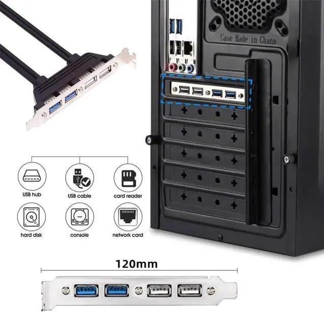 Alt view image 5 of 7 - AJMRTC 50cm PCIBracket Internal PanelMount Cable,4×Female USB2.0 & USB3.0 Ports,FrontBaffle Adapter to Motherboard 9Pin 19Pin 20Pin Header for Desktop PC Expansion