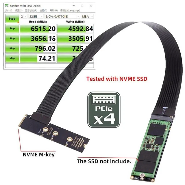 Alt view image 6 of 7 - AJMRTC 30cm 90Degree RightAngled NGFF MKey NVMe Male to Female Extension Cable,PCIE 4.0 M.2 SSD Riser Cord for Motherboard,Supports 2230 2242 2260 2280 M.2 Drives