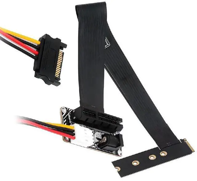Main image of AJMRTC M.2 MKey NGFF NVMe 90° RightAngled to UpAngled PCIE Extension Cable,PCIExpress X1/X4/X8/X16 Socket Adapter for Graphics Card Riser,PC DIY Modding