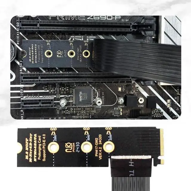 Alt view image 7 of 7 - AJMRTC M.2 MKey NGFF NVMe 90° RightAngled to UpAngled PCIE Extension Cable,PCIExpress X1/X4/X8/X16 Socket Adapter for Graphics Card Riser,PC DIY Modding