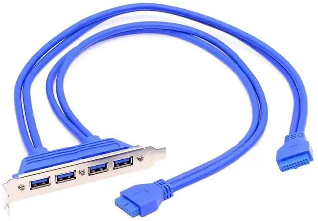 Main image of AJMRTC 5Gbps 4Port USB3.0 Internal Female Panel Mount Baffle Cable, PCI Bracket to Motherboard 20Pin Header, 50CM Desktop PC Chassis Rear I/O Expansion Adapter for DIY PC Hardware Upgrade