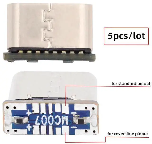 Alt view image 4 of 7 - AJMRTC 5Pcs DIY SMT TypeC Solder DC 5V Power Female Socket Connector, Replacement for MicroUSB 5Pin Female Port, SurfaceMount Soldering Jack for DIY Repair Projects