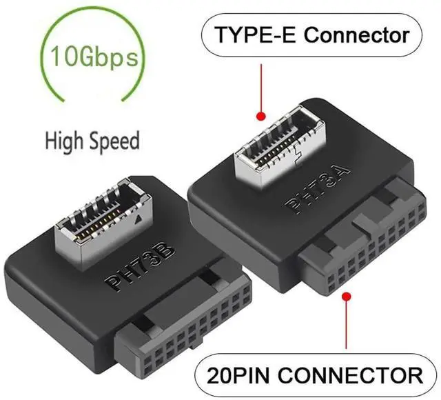 Alt view image 2 of 7 - AJMRTC 2Pcs USB 3.1 Front Panel KeyA TypeE to USB3.0 20Pin Header Male Extension Adapter, Internal Motherboard Converter for Desktop PC Chassis FrontI/O Port