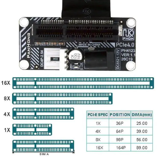 Alt view image 5 of 7 - AJMRTC 90 Degree RightAngled M.2 MKey NGFF NVMe to UpAngled PCIE X1/X4/X8/X16 Socket Extension Cable, PCIExpress Graphics Card Riser Adapter for Desktop PC Hardware Mod