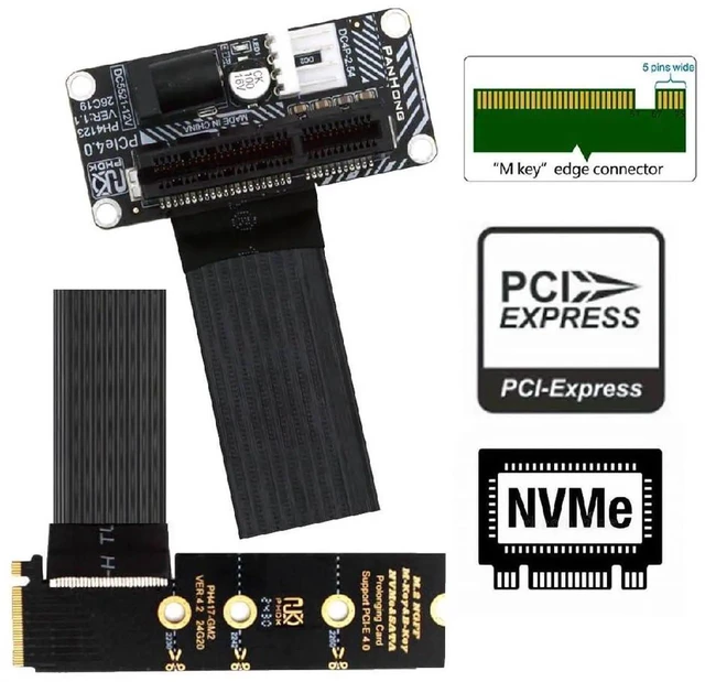 Alt view image 4 of 7 - AJMRTC 90 Degree RightAngled M.2 NGFF NVMe MKey to UpAngled PCIE X1 X4 X8 X16 Socket Extension Cable, PCIExpress Graphics Card Riser Adapter for Desktop PC Case Mod & DIY Hardware Installation