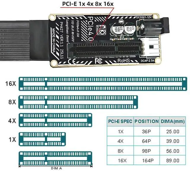 Alt view image 7 of 7 - AJMRTC M.2 NGFF NVMe MKey to PCIE X1 X4 X8 X16 Extension Cable, PCIExpress Graphics Card Riser Adapter, Compatible with M2 2260 2280 NVMe SSD for Desktop PC DIY Case Mod