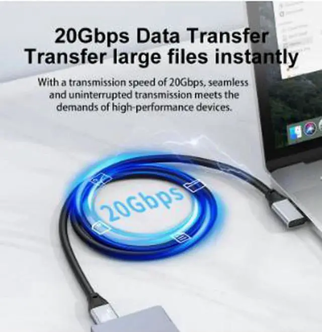 Alt view image 4 of 5 - AJMRTC 10FT(3M) RightAngle USBC FullFunction Cable, USB3.2 20Gbps Data Transfer, 240W PD Fast Charging, 4K@60Hz Video Output for Laptop, External SSD, Monitor and USBC Devices