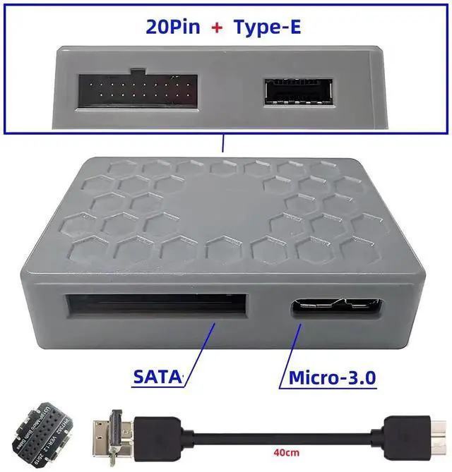 Alt view image 5 of 7 - AJMRTC PCBAType Internal USB Splitter Hub 5Gbps, Input: USB3.1 TypeE /1920Pin Header / MicroUSB3.0, Output to USB3.0 1920Pin & TypeE Female Dual Ports for Desktop PC Internal FrontPanel I/O