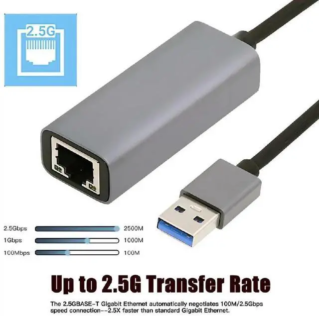 Alt view image 4 of 7 - AJMRTC RJ45 2.5Gbps 2500Mbps to USB3.0 TypeA Gigabit Ethernet LAN Adapter Cable, 10/100/1000Mbps GBE Network Converter for Desktop Motherboard Internal Network Expansion