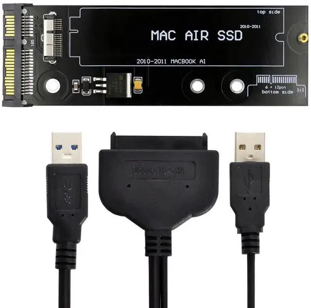 Main image of AJMRTC USB3.0 to 12+6Pin SSD to SATA 22Pin Hard Disk Adapter Cartridge, Turn Old 20102011 MacBook Air A1369 A1370 12+6pin SSD into External Portable Storage Drive