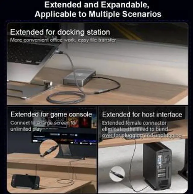 Alt view image 3 of 5 - AJMRTC USB4 TypeC Extension Cable 3.3FT(1M), 40Gbps FullFunction USBC Extender Cord, 240W PD Fast Charging, 5K@60Hz Video Support for Laptop, Monitor, External SSD and Docking Station