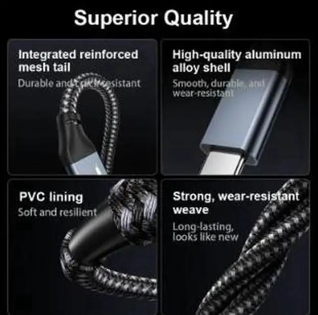 Alt view image 5 of 5 - AJMRTC USB4 TypeC Extension Cable 3.3FT(1M), 40Gbps FullFunction USBC Extender Cord, 240W PD Fast Charging, 5K@60Hz Video Support for Laptop, Monitor, External SSD and Docking Station