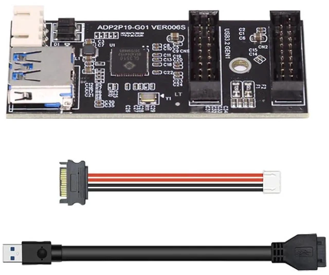 Main image of AJMRTC PCBAType 1to2 Internal USB Splitter Hub 5Gbps, Single 19/20Pin Header Input to Dual USB3.0 19/20Pin Female Ports Adapter for Desktop PC Motherboard Chassis FrontPanel I/O Expansion