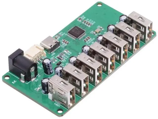 Main image of AJMRTC Bare PCB 7Port USBA Hub Board, USBC + PH2.0mm DC Power Input, Powered USB Hub Module Without Housing, for Industrial Peripherals: Keyboard, Mouse, Scanner, Printer