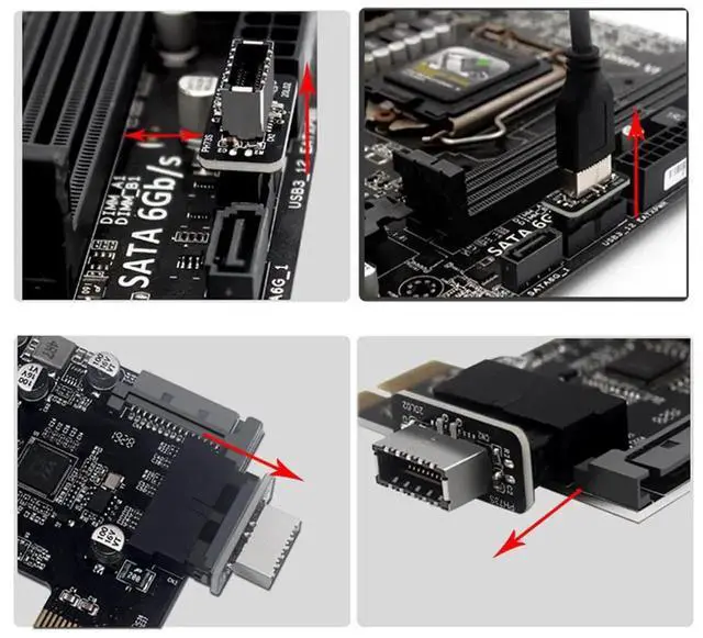 Alt view image 2 of 7 - AJMRTC Overmold USB3.1 KeyA TypeE FrontPanel Socket to USB3.0 20Pin Header Male Adapter, Internal Motherboard Extension Connector for Desktop PC Chassis USBC FrontI/O Modification