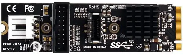 Main image of AJMRTC NGFF M.2 MKey USB Expansion Card with VL805 Chipset, Output USB3.1 5Gbps TypeE FrontPanel Socket & USB2.0 Header, Internal USBC Port Adapter for Desktop Motherboard PC CaseMod Upgrade