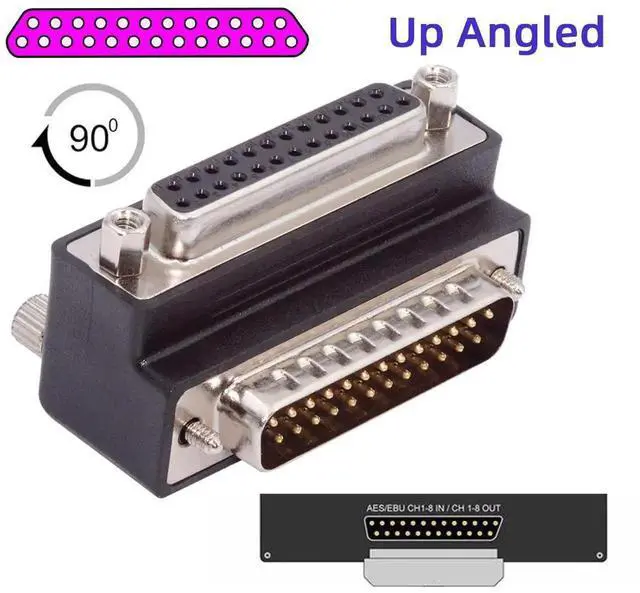 Alt view image 7 of 7 - AJMRTC 90Degree UpAngled DB25 DSUB Parallel LPT AES/EBU Adapter, MaleNut to FemaleScrew DB25 Extension Connector for Industrial Controller, Printer and AES/EBU Digital Audio Signal Transmission