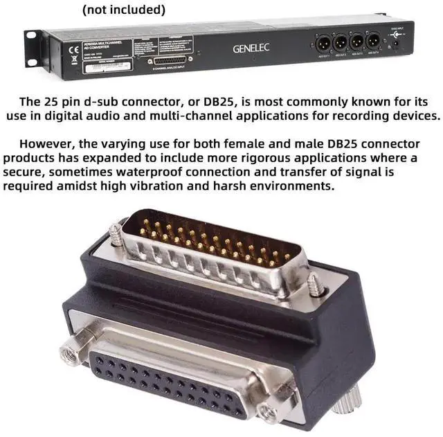 Alt view image 3 of 7 - AJMRTC 90Degree UpAngled DB25 DSUB Parallel LPT AES/EBU Adapter, MaleNut to FemaleScrew DB25 Extension Connector for Industrial Controller, Printer and AES/EBU Digital Audio Signal Transmission